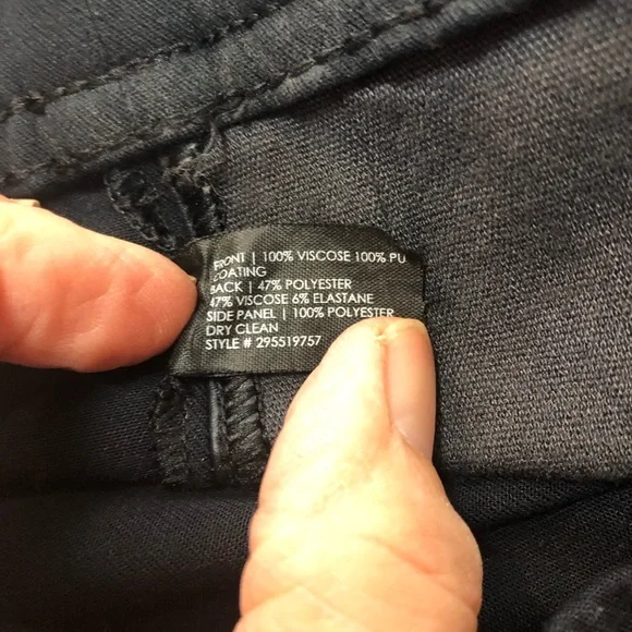 Club Monaco Women’s Tuxedo Faux Leather Navy Pant Pull On Wide Band Sz 6 - Picture 5 of 5